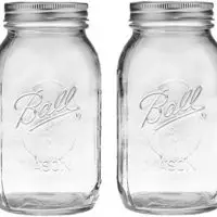 Ball Regular Mouth 32-Ounces Mason Jar with Lids and Bands (2-Units), Pack Of 2, Clear