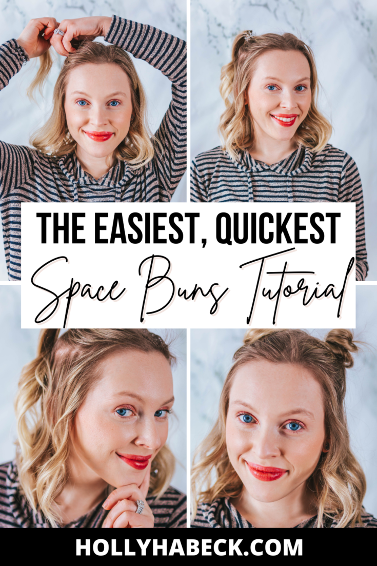 How To Do Space Buns Easy Double Buns Tutorial Holly Habeck   Space Buns Tutorial2 735x1103 