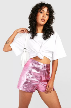 Pink Metallic Shorts Lover Era Outfit Idea